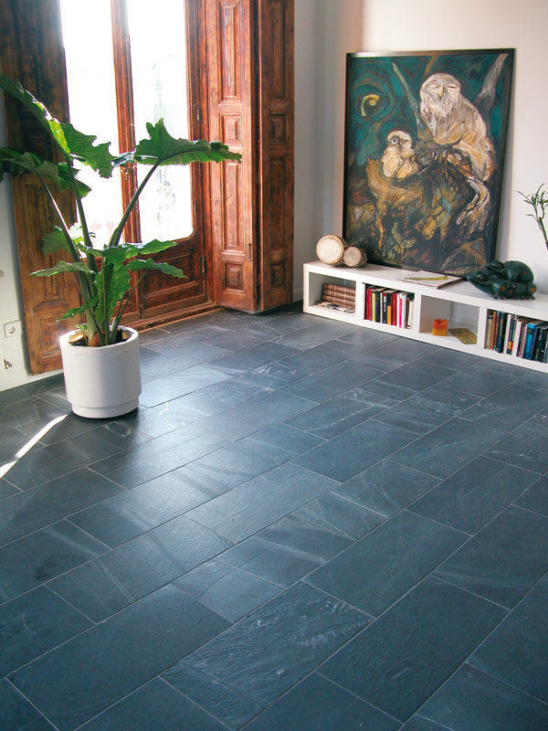 Brushed slate flooring 