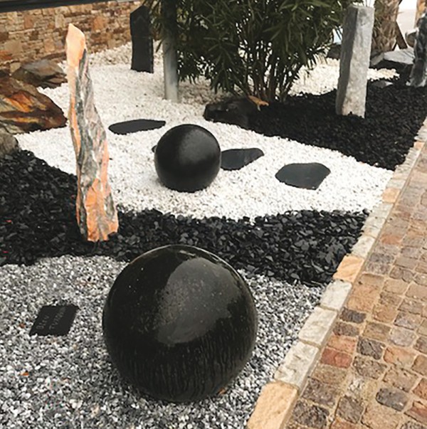 Decorative black granite stone spheres 