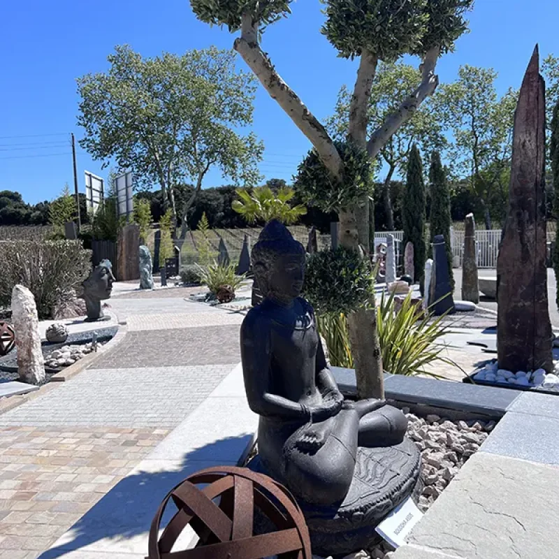 BOUDDHA ASSIS LOTUS HT 80 CM PIERRE RECO ALBI