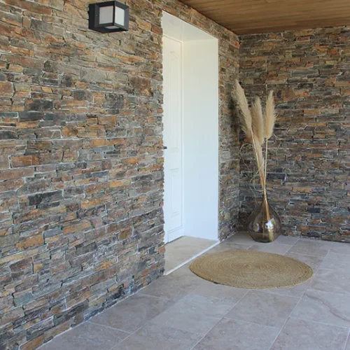 TRAVERTIN BEIGE 60X40CM EASY PANEL CPZ24 ET BARRETTES GNEISS DU CAROUX