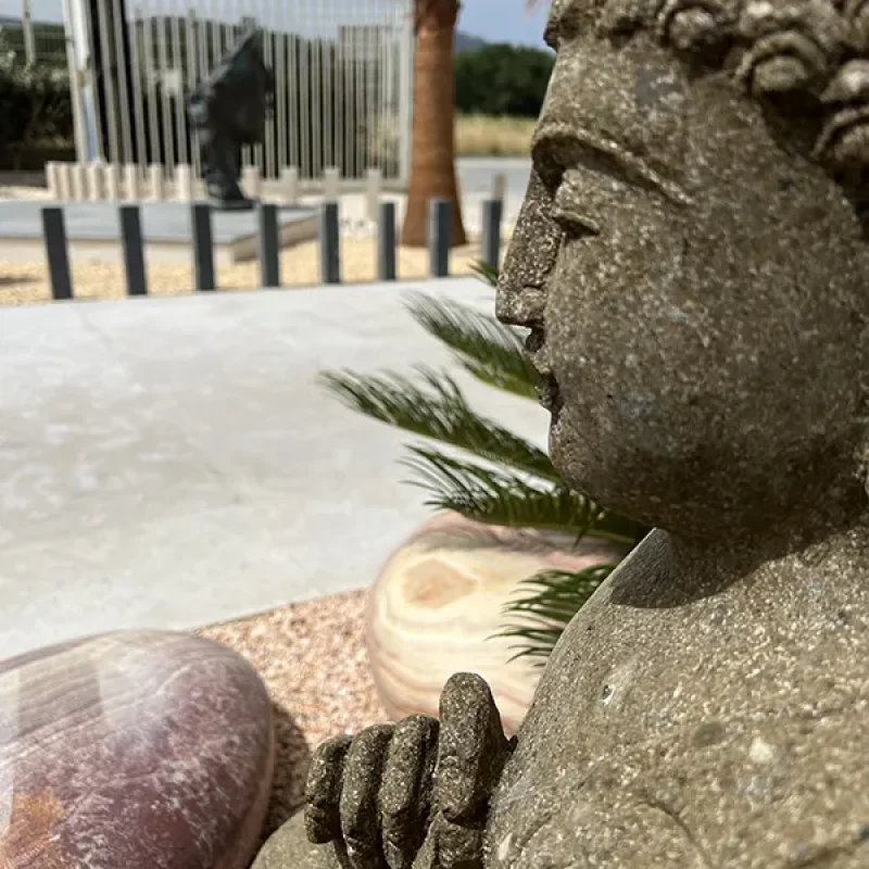 expo grimaud BOUDDHA ASSIS CHAKRA Ht 75 cm GREEN STONE 85kg 1