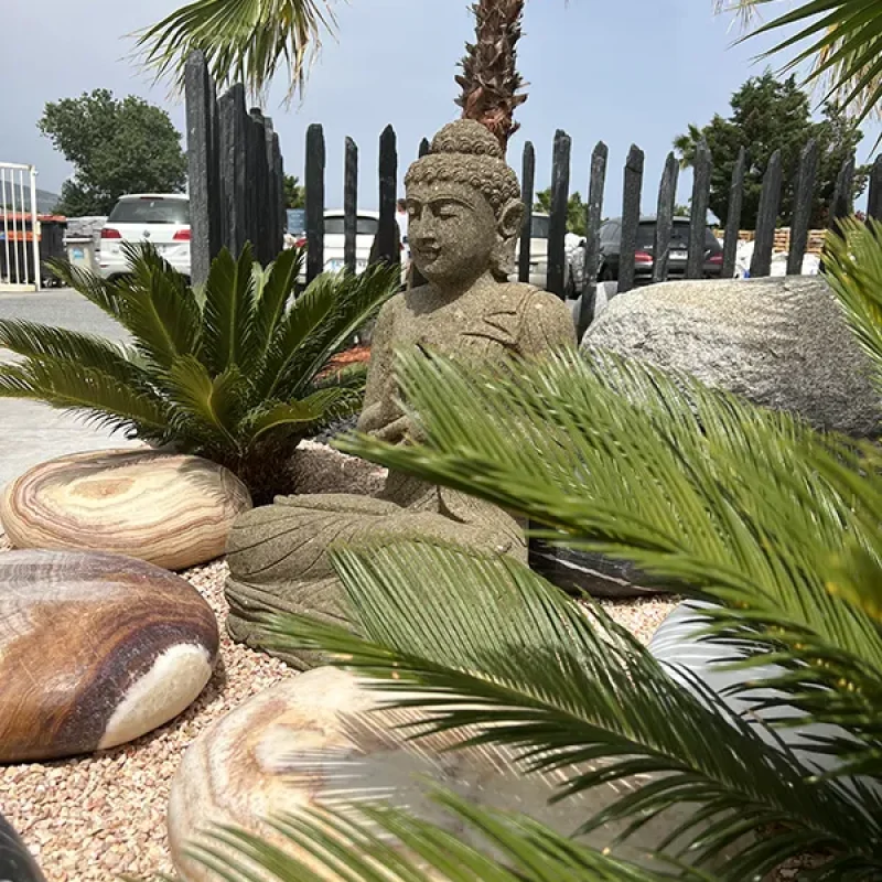 expo grimaud BOUDDHA ASSIS CHAKRA Ht 75 cm GREEN STONE 85kg 2